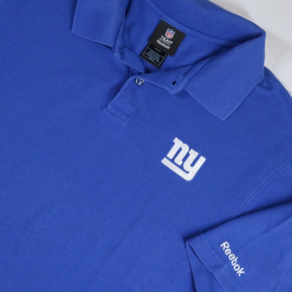 Reebok New York Giants Polo Shirt Blue NFL Team Apparel Medium Pique Cotton